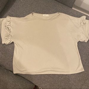 Cropped Boxed Cut Light Green Ruffle Top